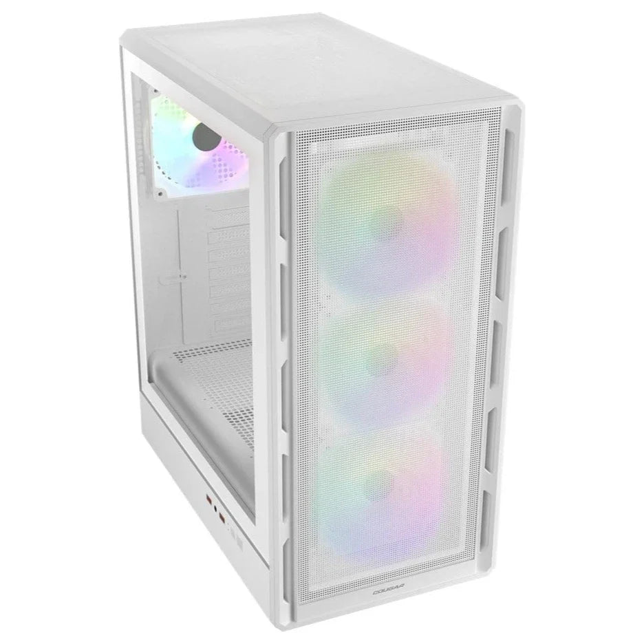 Cougar AIRFACE PURE RGB Mid Tower Case, 3x120mm Front RGB Fans, 1x120mm Rear RGB Fan, Up To 240mm AIO, Up To 320mm GPU, White