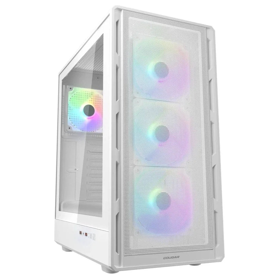 Cougar AIRFACE PURE RGB Mid Tower Case, 3x120mm Front RGB Fans, 1x120mm Rear RGB Fan, Up To 240mm AIO, Up To 320mm GPU, White
