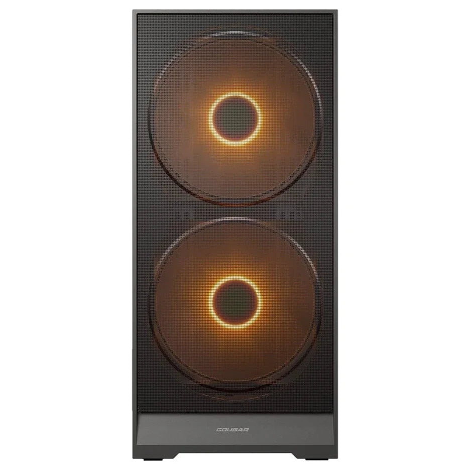 Cougar AIRFACE 180 Mid Tower Case, Dual 180mm ARGB Front Fans, 120mm Rear Fan, Up To 8 Fans, 340mm GPU Clearance, USB 3.2 Gen 2 Type-C, Black