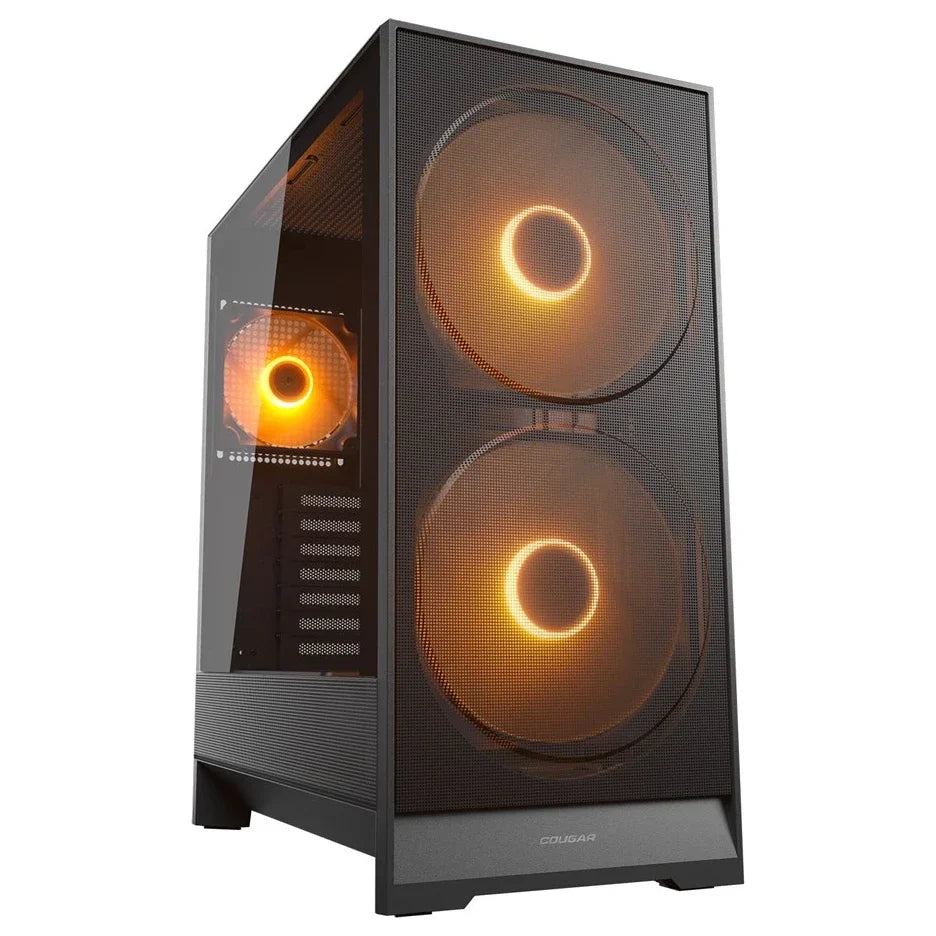Cougar AIRFACE 180 Mid Tower Case, Dual 180mm ARGB Front Fans, 120mm Rear Fan, Up To 8 Fans, 340mm GPU Clearance, USB 3.2 Gen 2 Type-C, Black