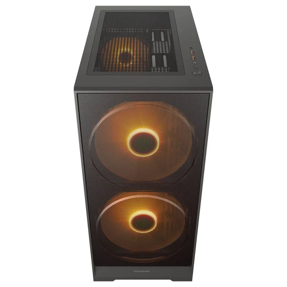 Cougar AIRFACE 180 Mid Tower Case, Dual 180mm ARGB Front Fans, 120mm Rear Fan, Up To 8 Fans, 340mm GPU Clearance, USB 3.2 Gen 2 Type-C, Black