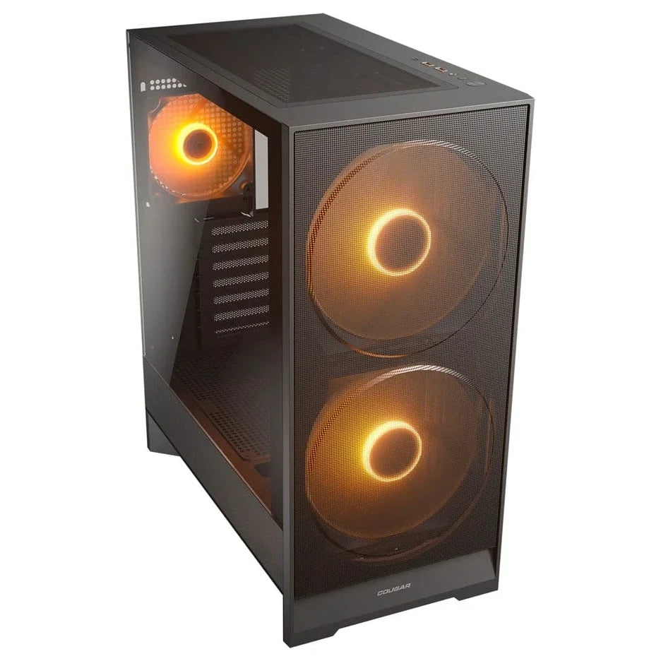 Cougar AIRFACE 180 Mid Tower Case, Dual 180mm ARGB Front Fans, 120mm Rear Fan, Up To 8 Fans, 340mm GPU Clearance, USB 3.2 Gen 2 Type-C, Black