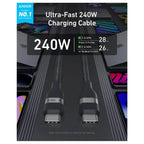 Anker USB-C to USB-C Cable, 240W, 0.9m, 3ft, A82E2H11, Black