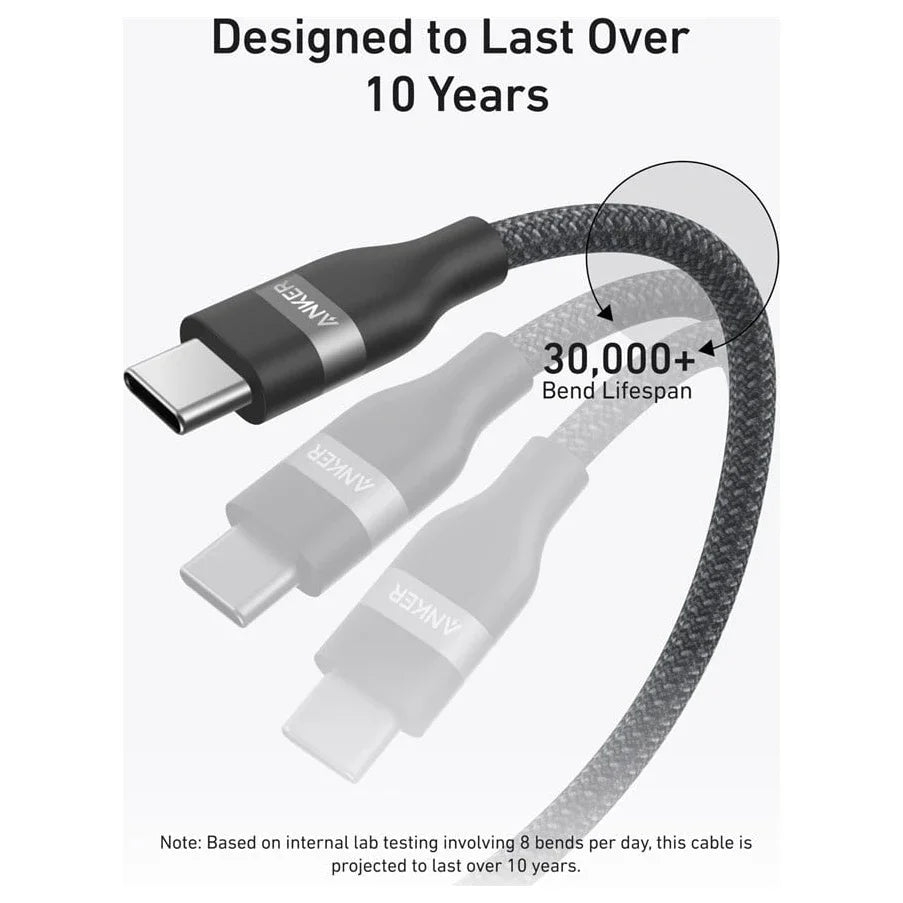 Anker USB-C to USB-C Cable, 240W, 0.9m, 3ft, A82E2H11, Black