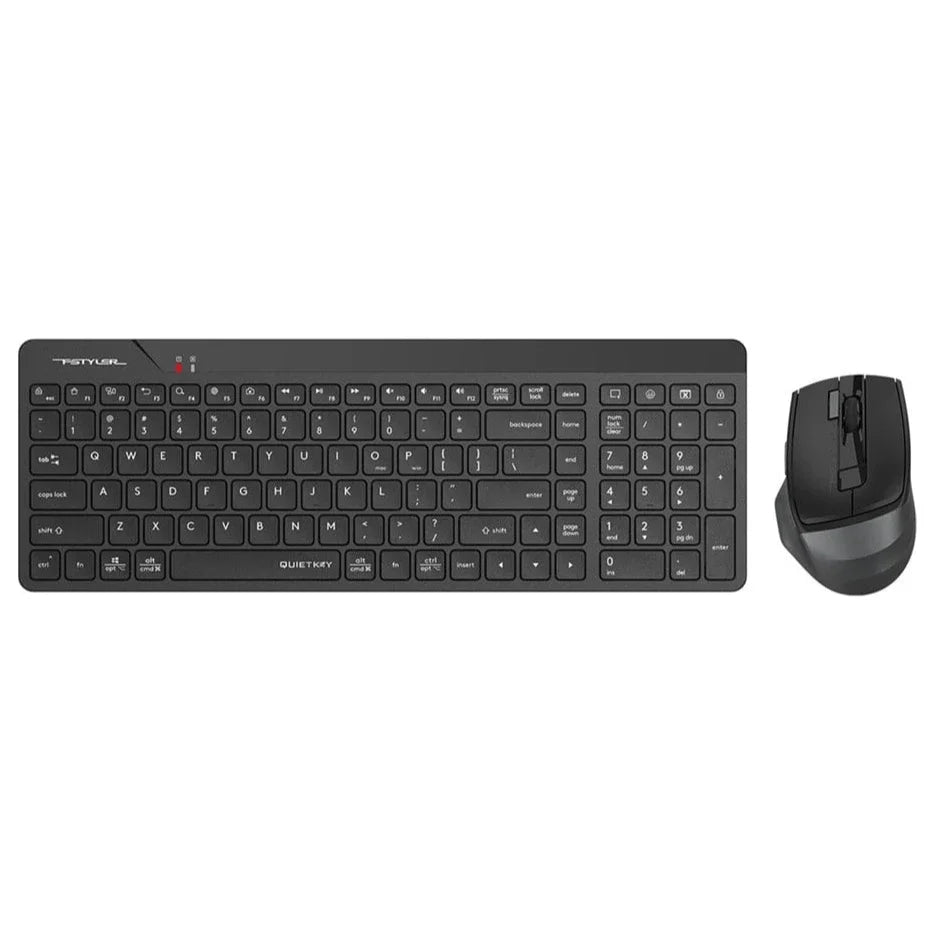 A4Tech FG2400 Air2 Wireless QuietKey Combo Set, 2.4G, 2000 DPI, 4-Level Adjustable, Black