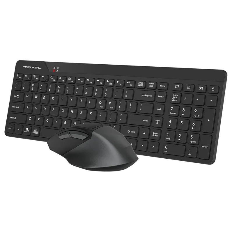 A4Tech FG2400 Air2 Wireless QuietKey Combo Set, 2.4G, 2000 DPI, 4-Level Adjustable, Black