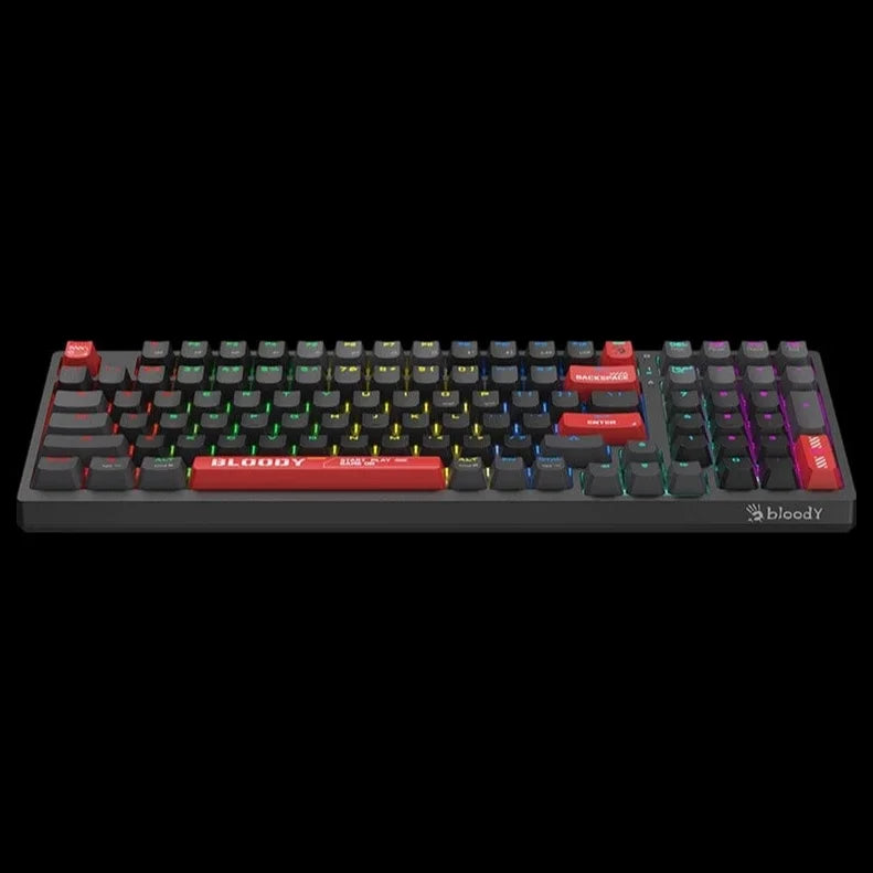 A4Tech Bloody WS98 Dual-Core Wireless Mechanical Keyboard, Multi-Mode, 1ms Wireless Transmission, RGB Backlit, Sports Red