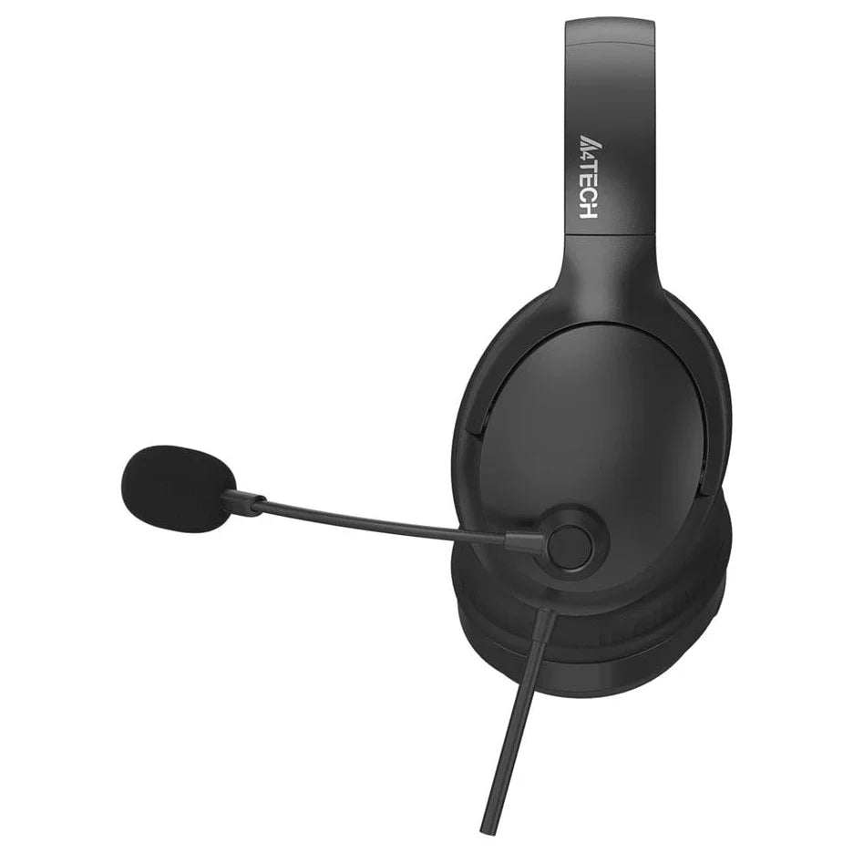 A4Tech FH280U Conference Headset, DSP Stereo Sound, Noise Cancelling, 40mm Speaker Unit, 10mm Rotating Microphone, Inline Remote Control, Black