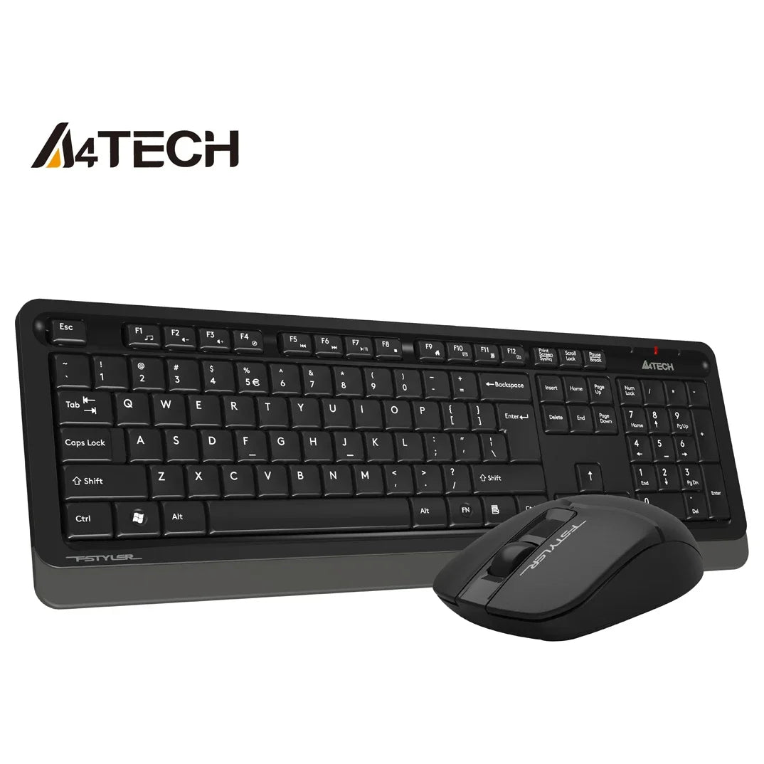 A4Tech Fstyler FG1012s Wireless Desktop Keyboard and Mouse, 2.4G, 10-15m, 12 Multimedia and Internet Functions, Black