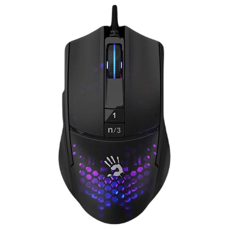Bloody L65 Max Lightweight Gaming Mouse, 12000 CPI, RGB Animation, 4M Onboard Memory, Honeycomb