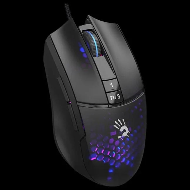 Bloody L65 Max Lightweight Gaming Mouse, 12000 CPI, RGB Animation, 4M Onboard Memory, Honeycomb