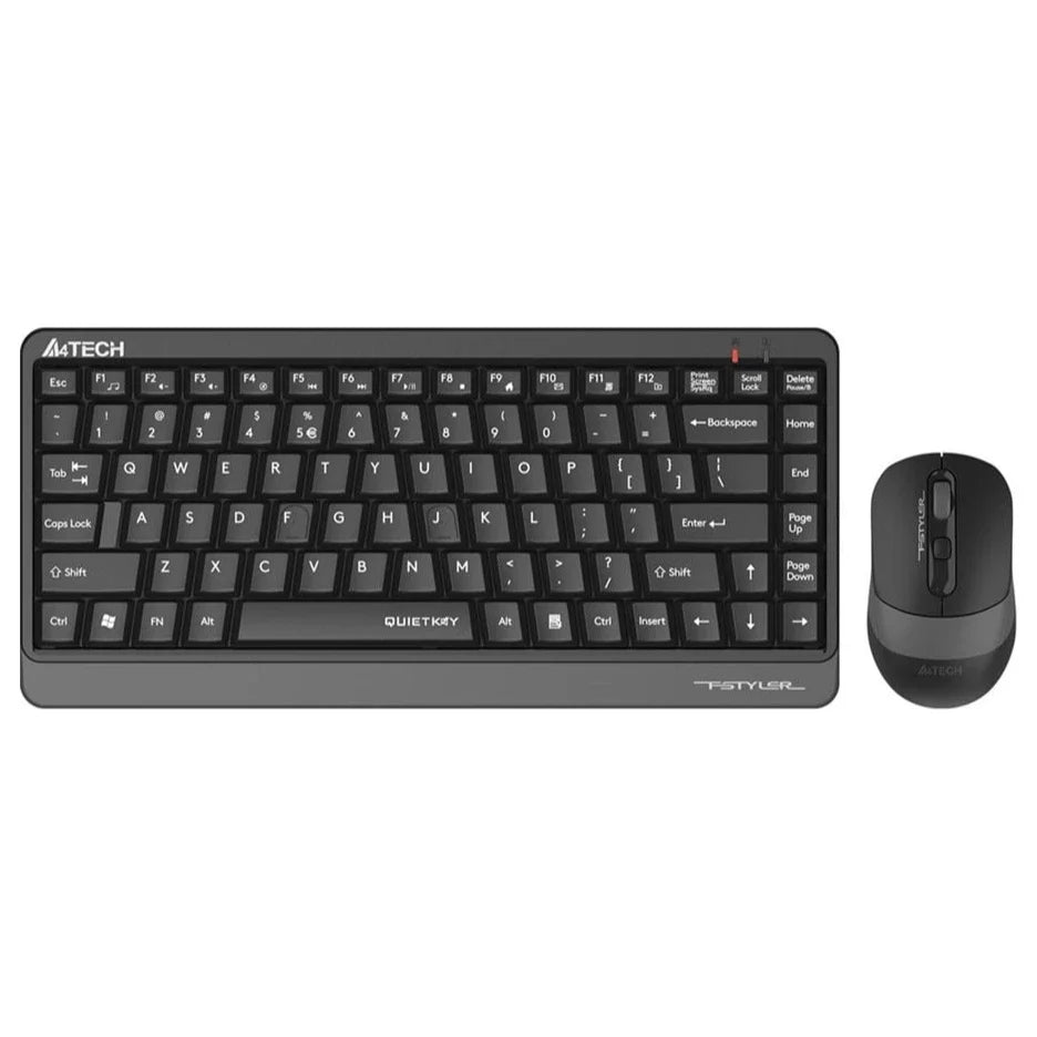 A4Tech FGS1110Q Fstyler Wireless Keyboard and Mouse Combo Set, 2.4G, Quiet Key, 2000 DPI, Grey