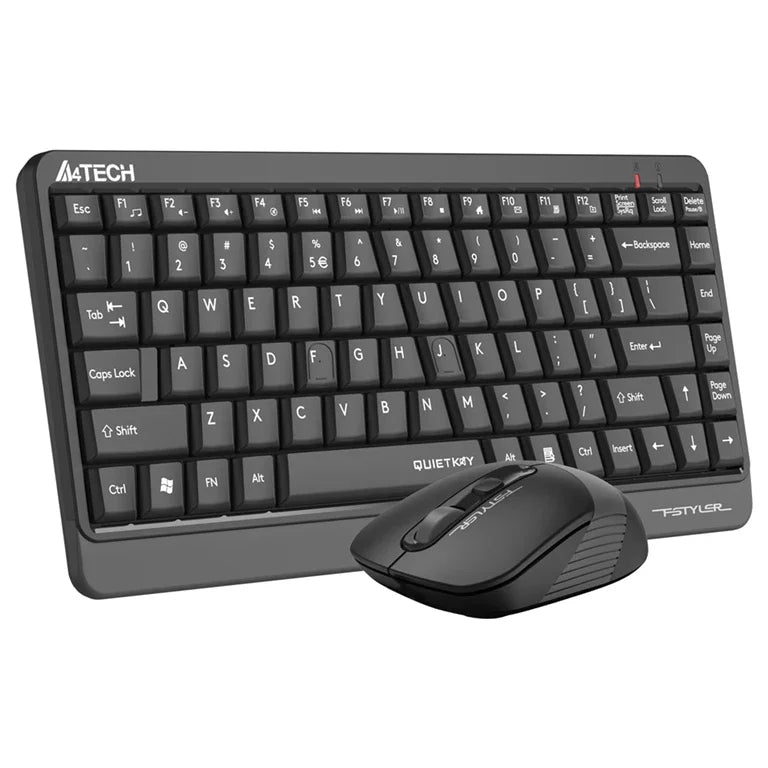 A4Tech FGS1110Q Fstyler Wireless Keyboard and Mouse Combo Set, 2.4G, Quiet Key, 2000 DPI, Grey