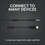 Logitech G333 Gaming Earphones, Dual Dynamic Drivers, USB-C and 3.5mm, In-Line Mic, Black