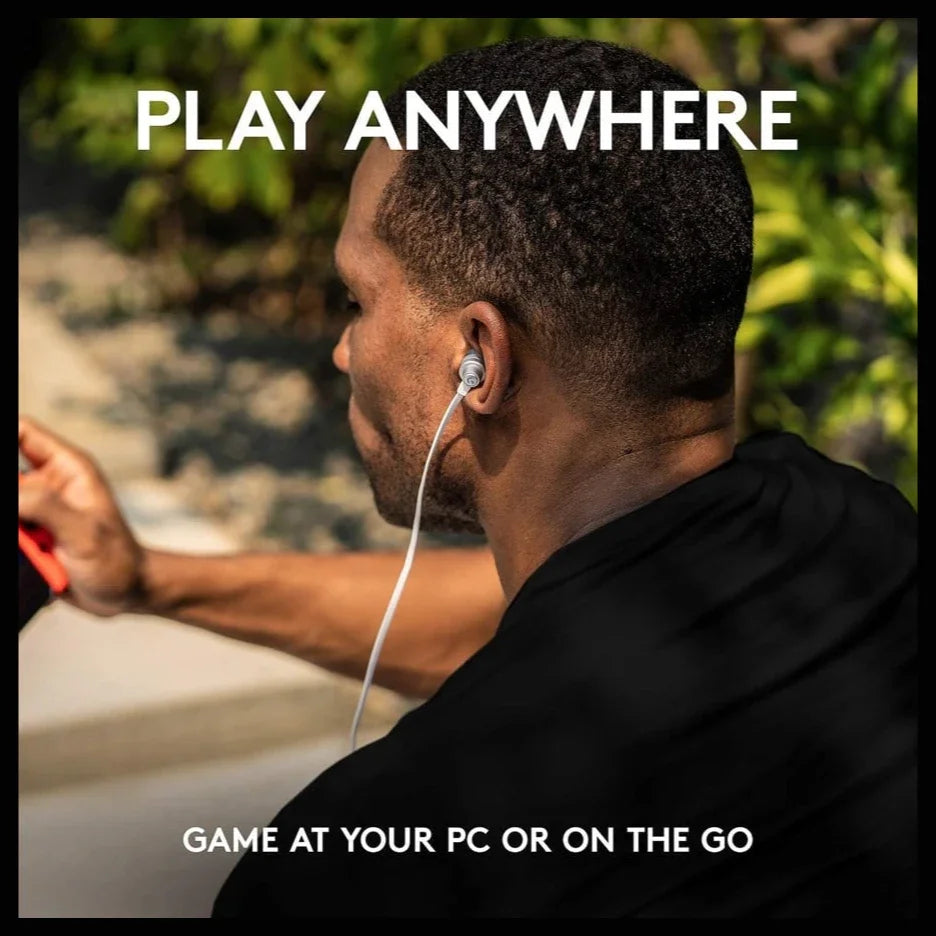 Logitech G333 Gaming Earphones, USB-C and 3.5mm AUX, Dual Dynamic Drivers, In-Line Mic, White, 981-000930