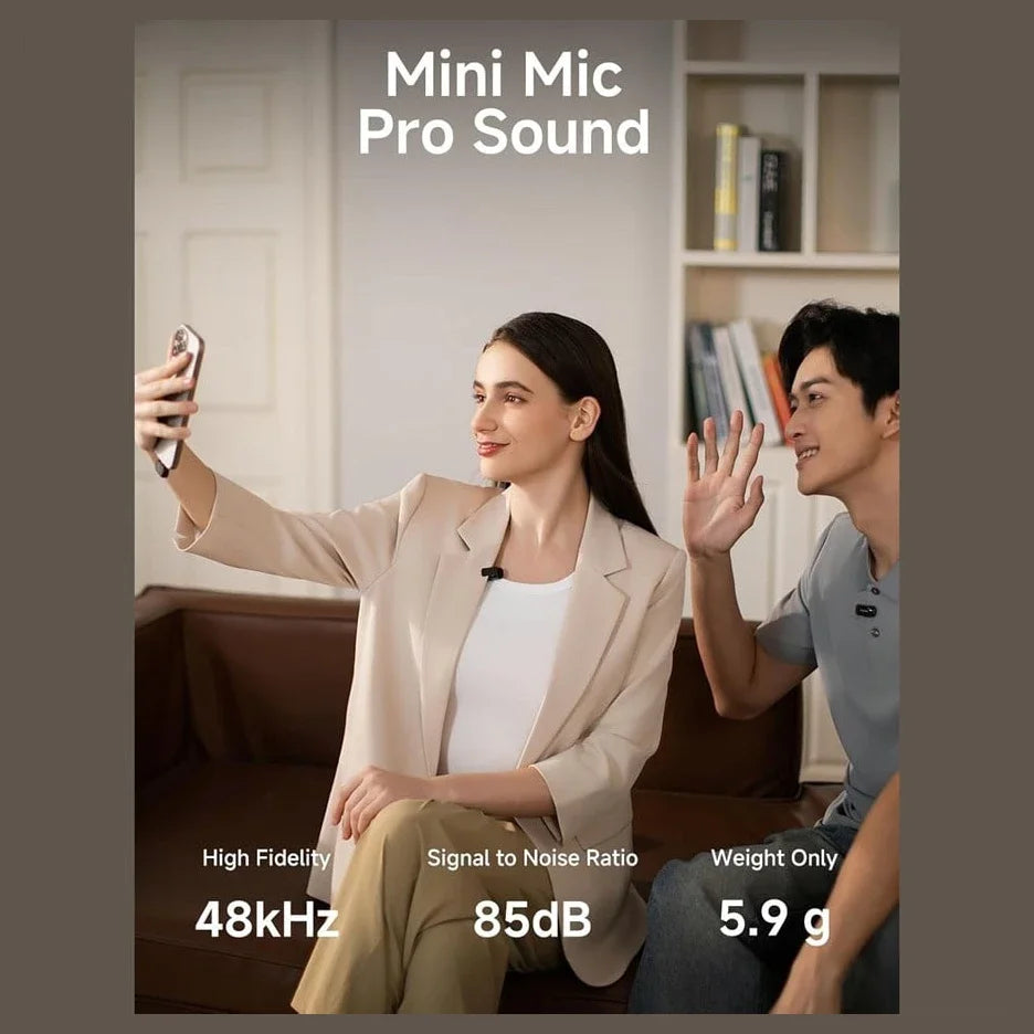 MAONO Wave T1 Mini Wireless Lavalier Microphone, USB-C Plug, 48kHz/16bit, 4-Level AI Noise Cancellation, 30Hours, 328ft, Black, WM622 PC2