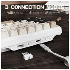 ATTACK SHARK X66 Wireless Mechanical Keyboard, 60% Layout, Hot-Swappable Strawberry Switch, Bluetooth 5.0, 2.4GHz, USB-C, 3000mAh, Cheese White