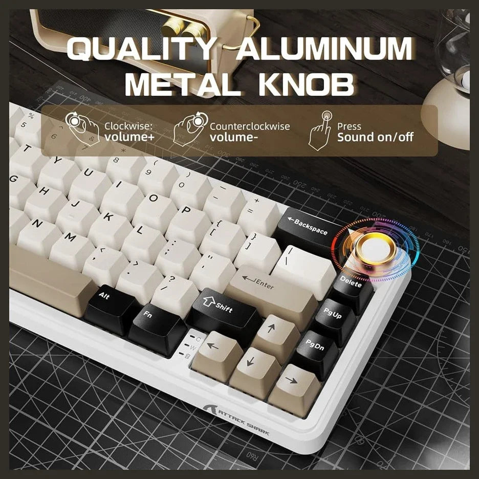 ATTACK SHARK X66 Wireless Mechanical Keyboard, 60% Layout, Hot-Swappable Strawberry Switch, Bluetooth 5.0, 2.4GHz, USB-C, 3000mAh, Cheese White