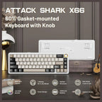 ATTACK SHARK X66 Wireless Mechanical Keyboard, 60% Layout, Hot-Swappable Strawberry Switch, Bluetooth 5.0, 2.4GHz, USB-C, 3000mAh, Cheese White