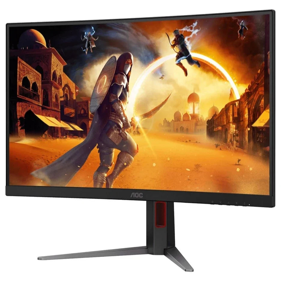 AOC CQ27G4 Curved Gaming Monitor, 27', QHD 2560 x 1440, 180Hz, Fast VA, 0.5ms MPRT, HDR10, Adaptive Sync, Black and Red