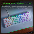 Razer Huntsman Mini Gaming Keyboard, Razer Optical Switches, Clicky Optical Switch Purple, 60% Form Factor, Chroma RGB Lighting, US, Mercury, RZ03-03390300-R3M1