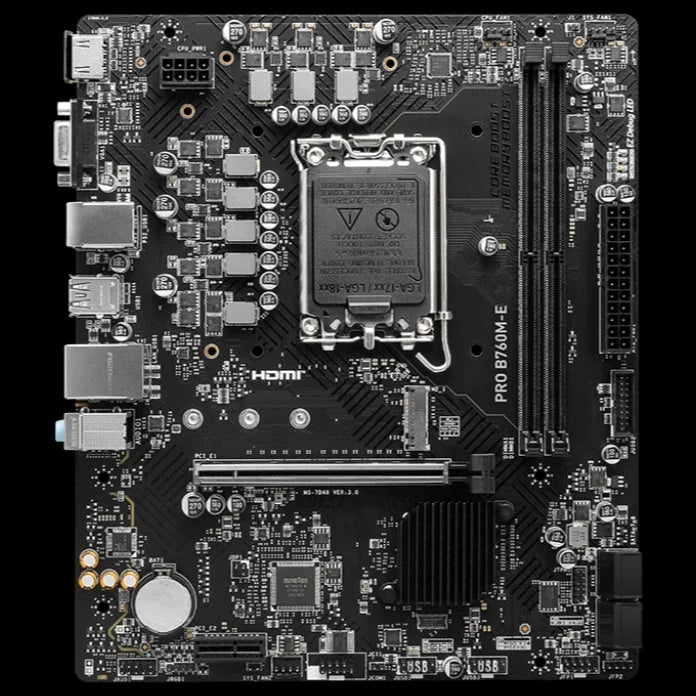 MSI PRO B760M-E Motherboard, LGA 1700, DDR5 6400+MHz OC