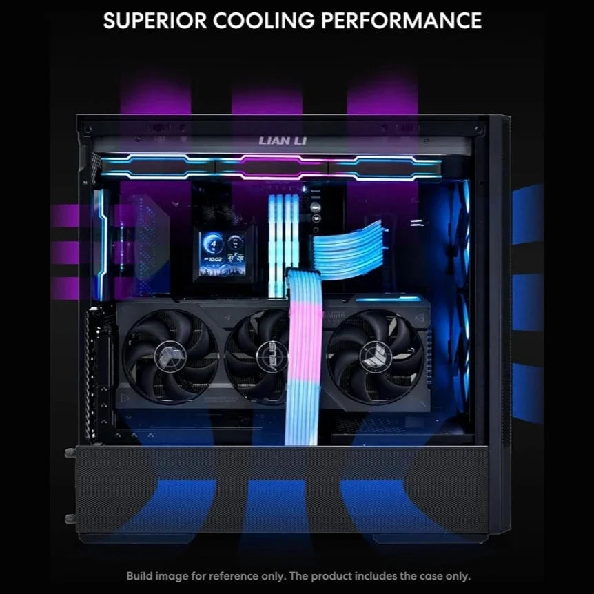 Lian Li LANCOOL 207 Computer Case, Compact ATX Design, 2x140mm ARGB Fans, 2x120mm PWM Fans, USB Type-C, Tempered Glass Side Panel, Black