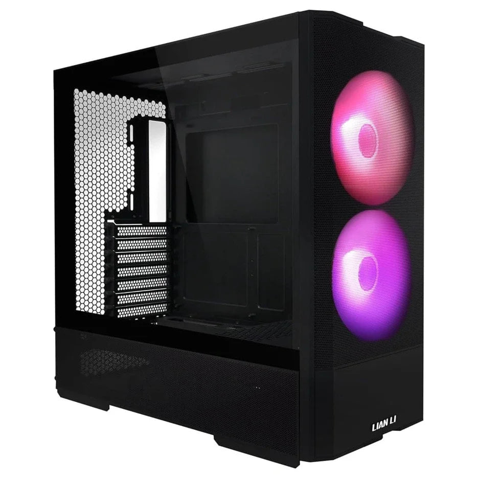 Lian Li LANCOOL 207 Computer Case, Compact ATX Design, 2x140mm ARGB Fans, 2x120mm PWM Fans, USB Type-C, Tempered Glass Side Panel, Black