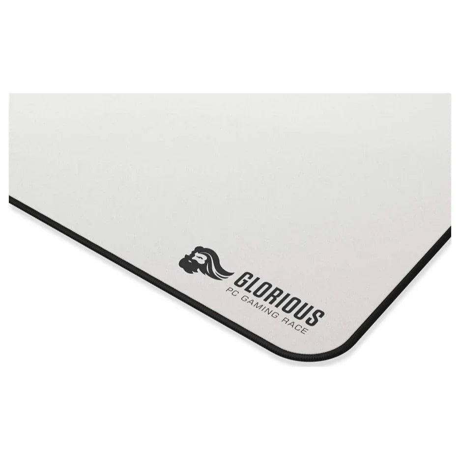 Glorious Large Pro Gaming Mouse Pad Waterproof, Non-slip Rubber Base, Stitched Edges, 11'x13', White, GW-L