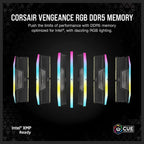 CORSAIR Vengeance RGB DDR5 RAM 32GB 2x16GB 6200MT/s CL36 Intel XMP iCUE Compatible Black