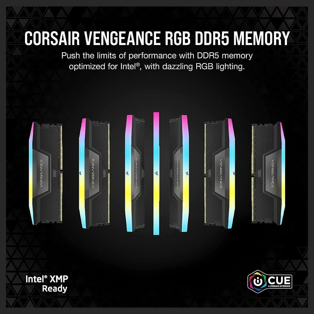 CORSAIR Vengeance RGB DDR5 RAM 32GB 2x16GB 6200MT/s CL36 Intel XMP iCUE Compatible Black