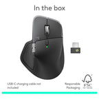 Logitech MX Master 4 Wireless Mouse, Bluetooth, USB-C Charging, Graphite 910-007565