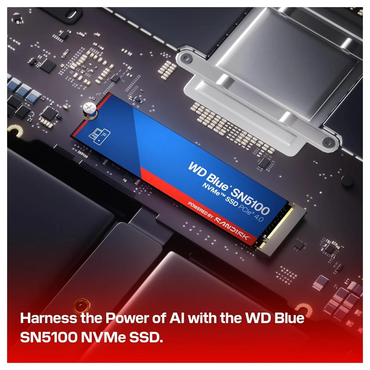 WD Blue SN5100 Internal Solid State Drive, 500GB NVMe M.2 2280 PCIe Gen 4.0, Read Speeds Up To 6,600MB/s, WDS500G5B0E