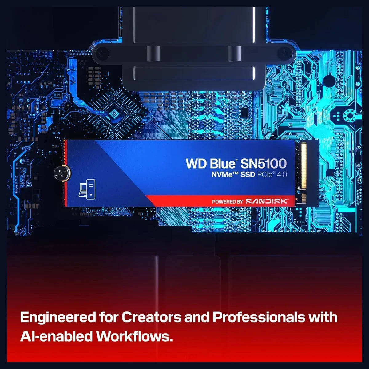 WD Blue SN5100 Internal Solid State Drive, 500GB NVMe M.2 2280 PCIe Gen 4.0, Read Speeds Up To 6,600MB/s, WDS500G5B0E