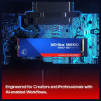 WD Blue SN5100 Internal Solid State Drive, 500GB NVMe M.2 2280 PCIe Gen 4.0, Read Speeds Up To 6,600MB/s, WDS500G5B0E