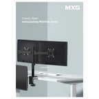 MXG BMA-24P Dual Monitor Steel Articulating Monitor Mount, Matte Black
