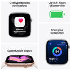 Apple Watch Series 11 Smartwatch, GPS 42mm, Rose Gold Aluminum Case, Light Blush Sport Band S/M
