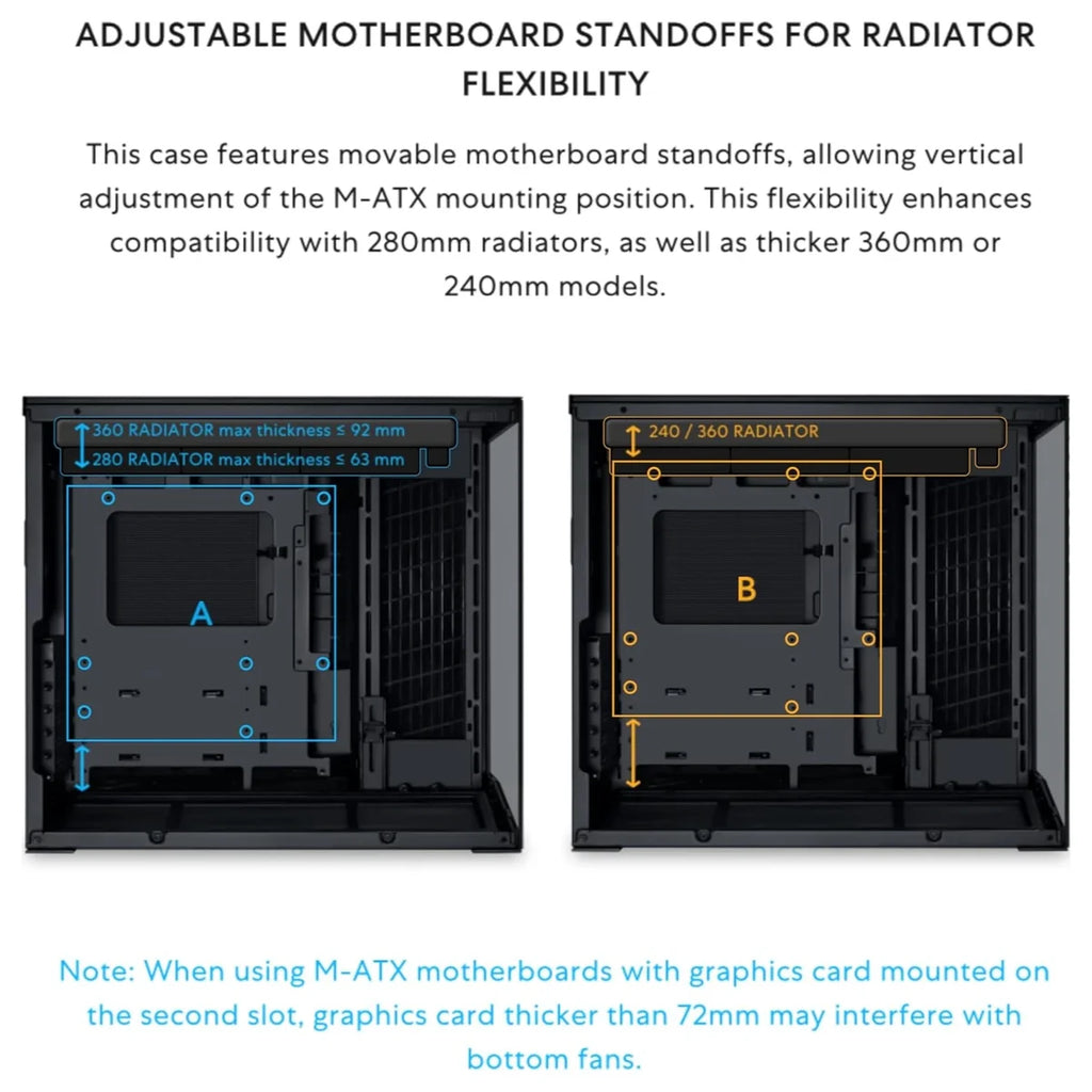 Lian Li O11 Dynamic Mini V2 Black PC Case, ATX M-ATX Mini-ITX Support, Tempered Glass, 400mm GPU, 360mm Radiator