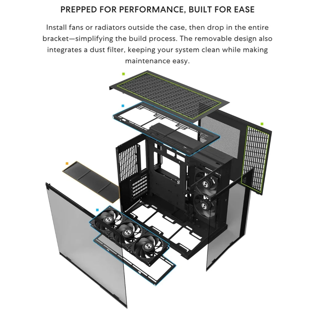 Lian Li O11 Dynamic Mini V2 Black PC Case, ATX M-ATX Mini-ITX Support, Tempered Glass, 400mm GPU, 360mm Radiator