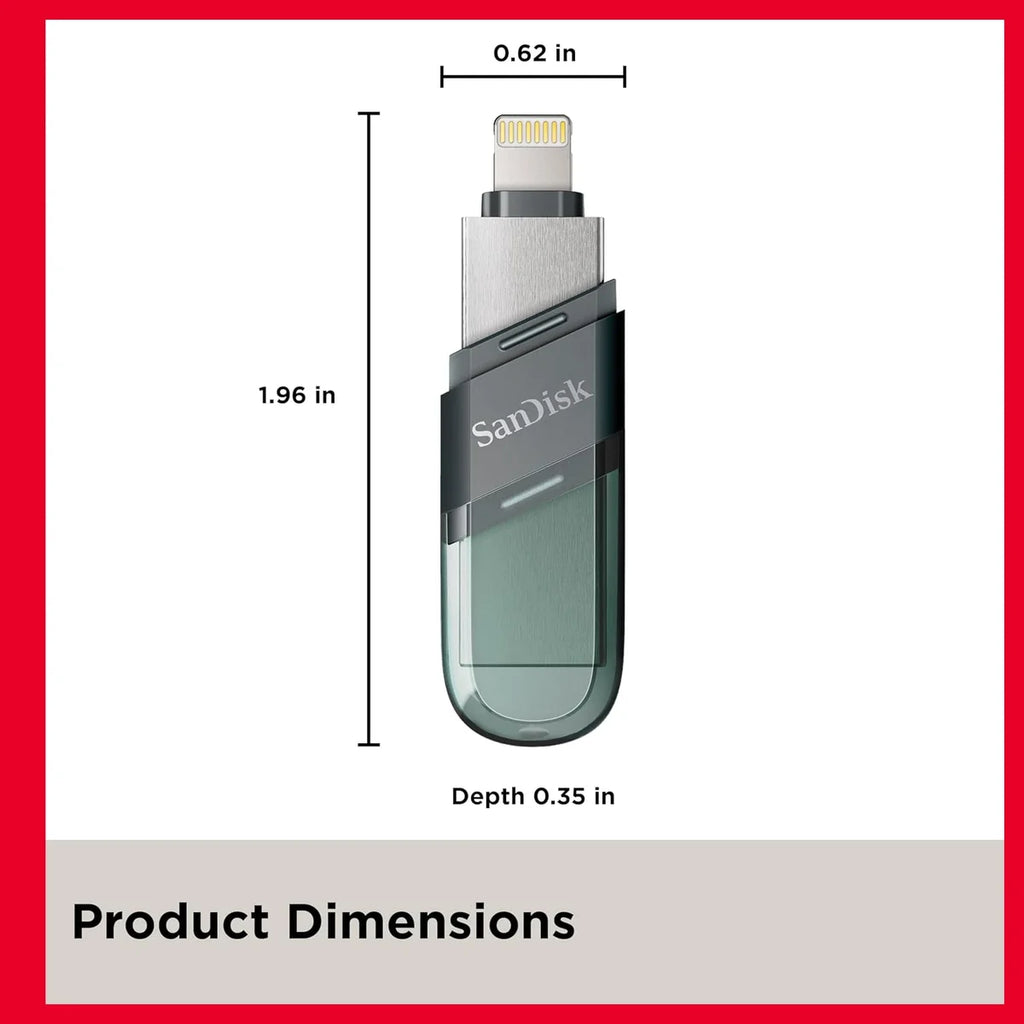 SanDisk iXpand Flash Drive Flip Flash Drive, 128GB, Lightning and USB 3.1 Gen 1, Sea Green, SDIX90N-128G-GN6NE