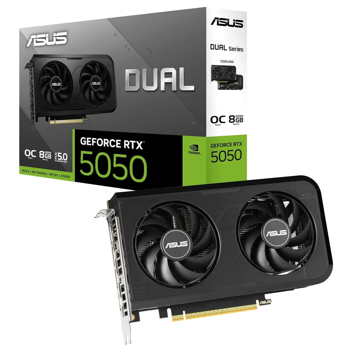 ASUS Dual GeForce RTX 5050 Graphics Card, 8GB GDDR6 PCI Express 5.0, OC 2677MHz, HDMI 2.1b DisplayPort 2.1b, 2 Slot, DUAL-RTX5050-O8G