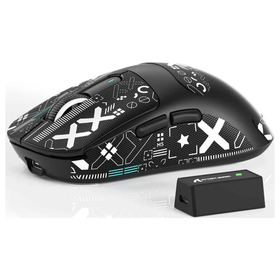 Attack Shark X3Pro Gaming Mouse, Tri-Mode Wired 2.4GHz BT, PAW3395 Optical Sensor, 26K DPI, 7 Buttons, Black with Sticker