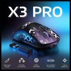 Attack Shark X3Pro Gaming Mouse, Tri-Mode Wired 2.4GHz BT, PAW3395 Optical Sensor, 26K DPI, 7 Buttons, Black with Sticker
