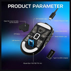 Attack Shark X3Pro Gaming Mouse, Tri-Mode Wired 2.4GHz BT, PAW3395 Optical Sensor, 26K DPI, 7 Buttons, Black with Sticker