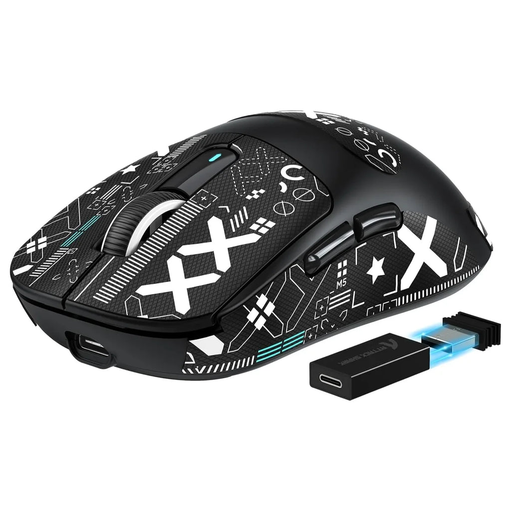 Attack Shark X3Pro Gaming Mouse, Tri-Mode Wired 2.4GHz BT, PAW3395 Optical Sensor, 26K DPI, 7 Buttons, Black with Sticker