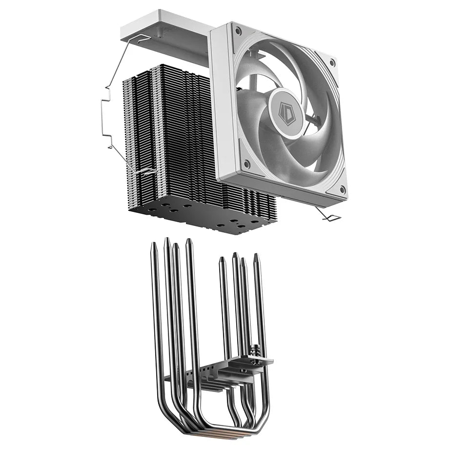 ID-Cooling FROZN A410 SE ARGB White CPU Cooler, 180W TDP, 4 Heatpipes, Single Tower, Direct Touch, AS-120 Fan, White