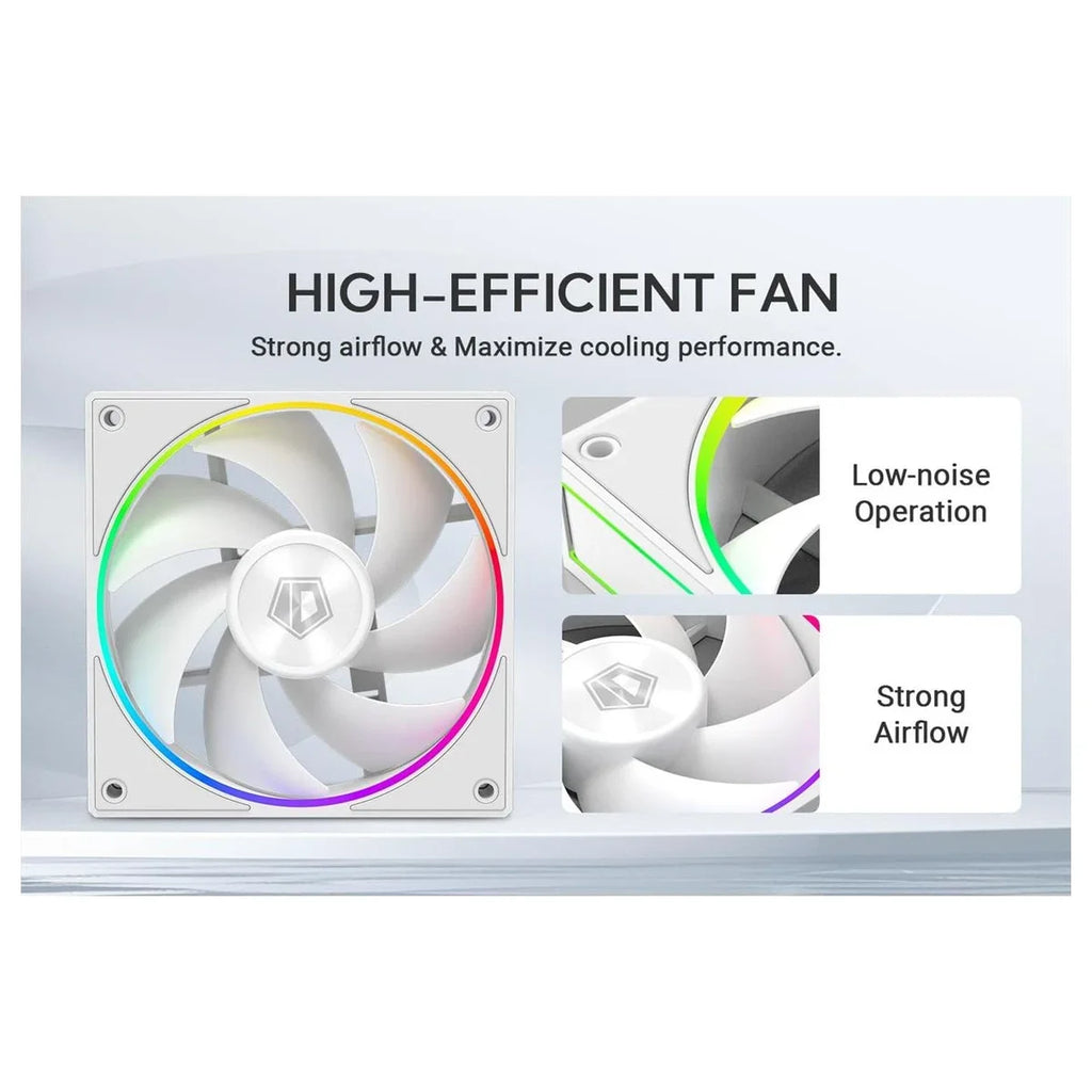 ID-Cooling AF-127-ARGB-W Trio Case Fan, 120mm 3 Pack, Up To 78CFM, White