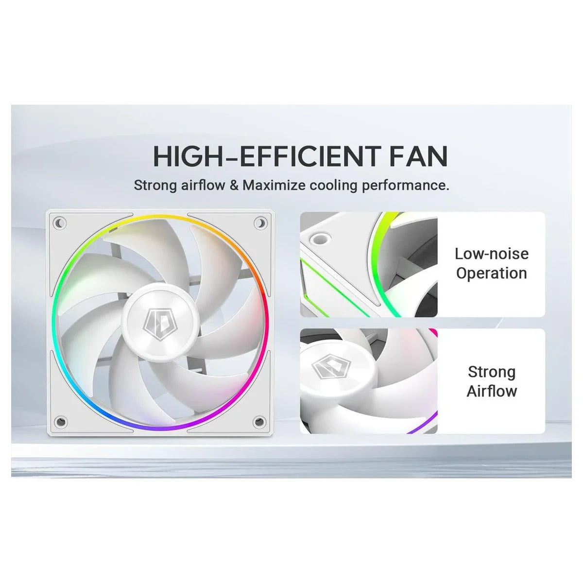 ID-Cooling AF-127-ARGB-W Trio Case Fan, 120mm 3 Pack, Up To 78CFM, White