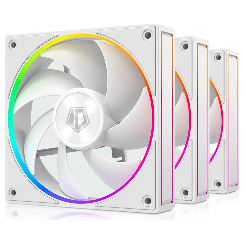 ID-Cooling AF-127-ARGB-W Trio Case Fan, 120mm 3 Pack, Up To 78CFM, White
