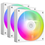 ID-Cooling AS-120-W ARGB TRIO Case Fan, 120x120x25mm, 4-Pin, ARGB, Hydrodynamic Bearing, White